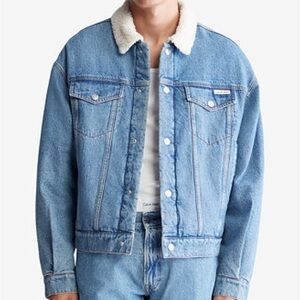 Calvin‎ Klein Men’s Denim Jean Sherpa Lined Trucker Jacket Size XL